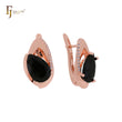 Solitaire pear shape black CZ Rose Gold Clip-On Earrings