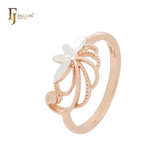 Sparkling Star minimalism Rose Gold two tone Rings