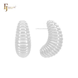 Overlapping Cocoon shaped 14K Gold, Rose Gold, White Gold Stud Earrings