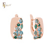 Cluster mixed blue CZs Rose Gold Clip-On Earrings