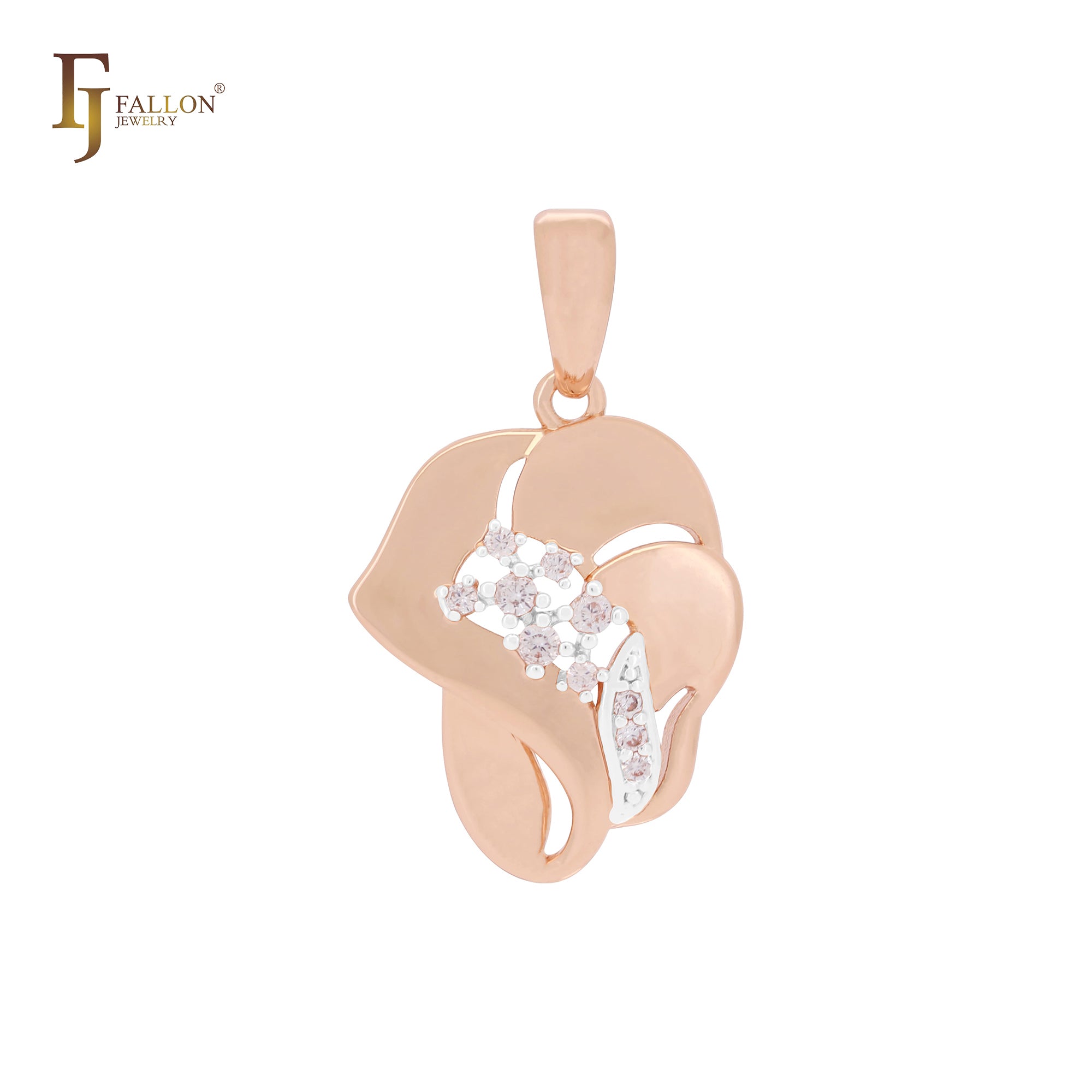 Overlapping rose petals Rose Gold two tone Fashion Pendant