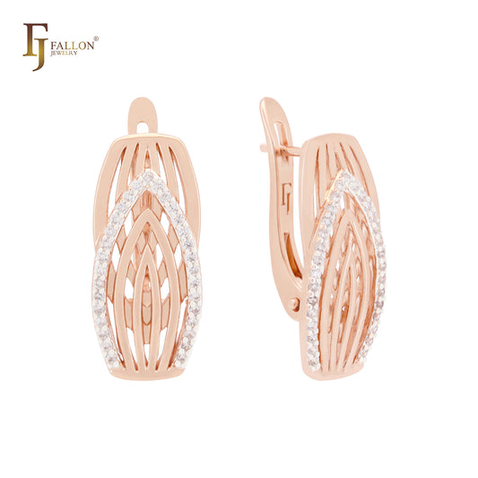Thousands of ribbbons interlocking Rose Gold two tone Clip-On Earrings