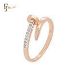 Eternity nail of white CZs Rose Gold two tone Fashion Rings