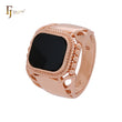 Filigree painted black signet Rose Gold Men's Rings