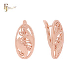 Triple rounded Deep Ocean Blue CZs Rose Gold Clip-On Earrings