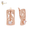 Filigree of waves solitaire Rose Gold Earrings