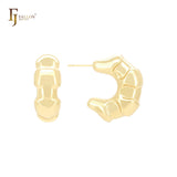 Croissant shaped C Hoop 14K Gold, Rose Gold, White Gold Stud Earrings