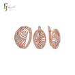 Oval wire filigree textured white CZs Rose Gold two tone Jewelry Set with Rings