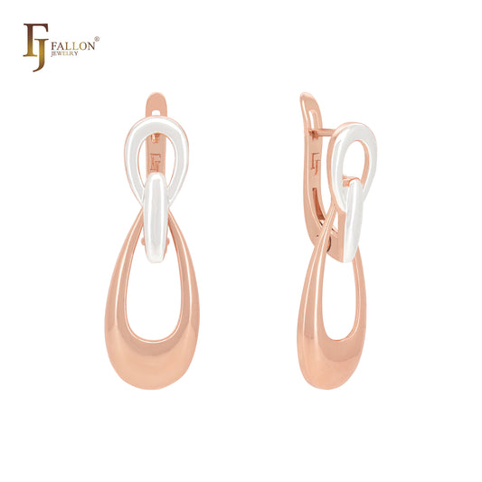 Double Circle crossing Rose Gold two tone Clip-On Earrings