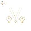 Arrow of heart crossing heart of white CZs 14K Gold, Rose Gold Necklace