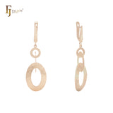 Triple rings dangling Rose Gold Clip-On Earrings