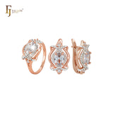 Luxurious interlocking CZs Rose Gold Jewelry Set with Rings