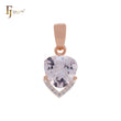 Triangular white CZ with arrow of white CZs Rose Gold two tone Pendant