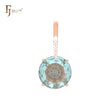 Giant rounded colorful solitaire CZ with white CZs Rose Gold two tone solitaire pendant