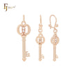 Wonder key of white CZs Rose Gold Jewelry Set with pendant