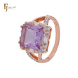 Luxurious asscher cut big Solitaire halo CZ Rose Gold two tone Fashion Rings