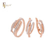 Thousand rows of white CZs parallel Rose Gold two tone Jewelry Set with Rings