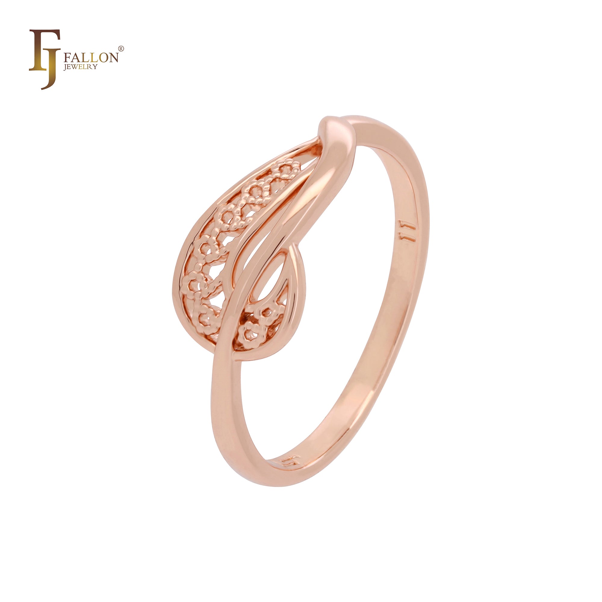 Minimalism leaves of Filigree Rose Gold Rings