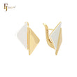 Double triangle geometric 14K Gold two tone Clip-On Earrings