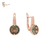 Rounded solitaire apple green Rose Gold Clip-On Earrings