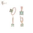 Apple green cushion cut Solitaire Rose Gold Jewelry set with Rings and Pendant