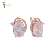 Giant oval big Solitaire white, Orange or lake blue CZ Luxurious Rose Gold Clip-On Earrings