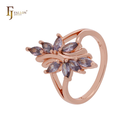 Cluster purple marquise CZs Rose Gold Fashion Rings