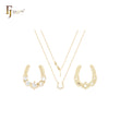 Horseshoe of five cluster white CZs 14K Gold necklace