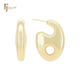 Hollow six geometric glossy 14K Gold, Rose Gold, White Gold Stud Earrings