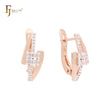 Lightning sign of white CZs Rose Gold two tone Clip-On Earrings