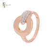 Wonderful luxurious white CZs lock Rose Gold two tone Fashion Rings