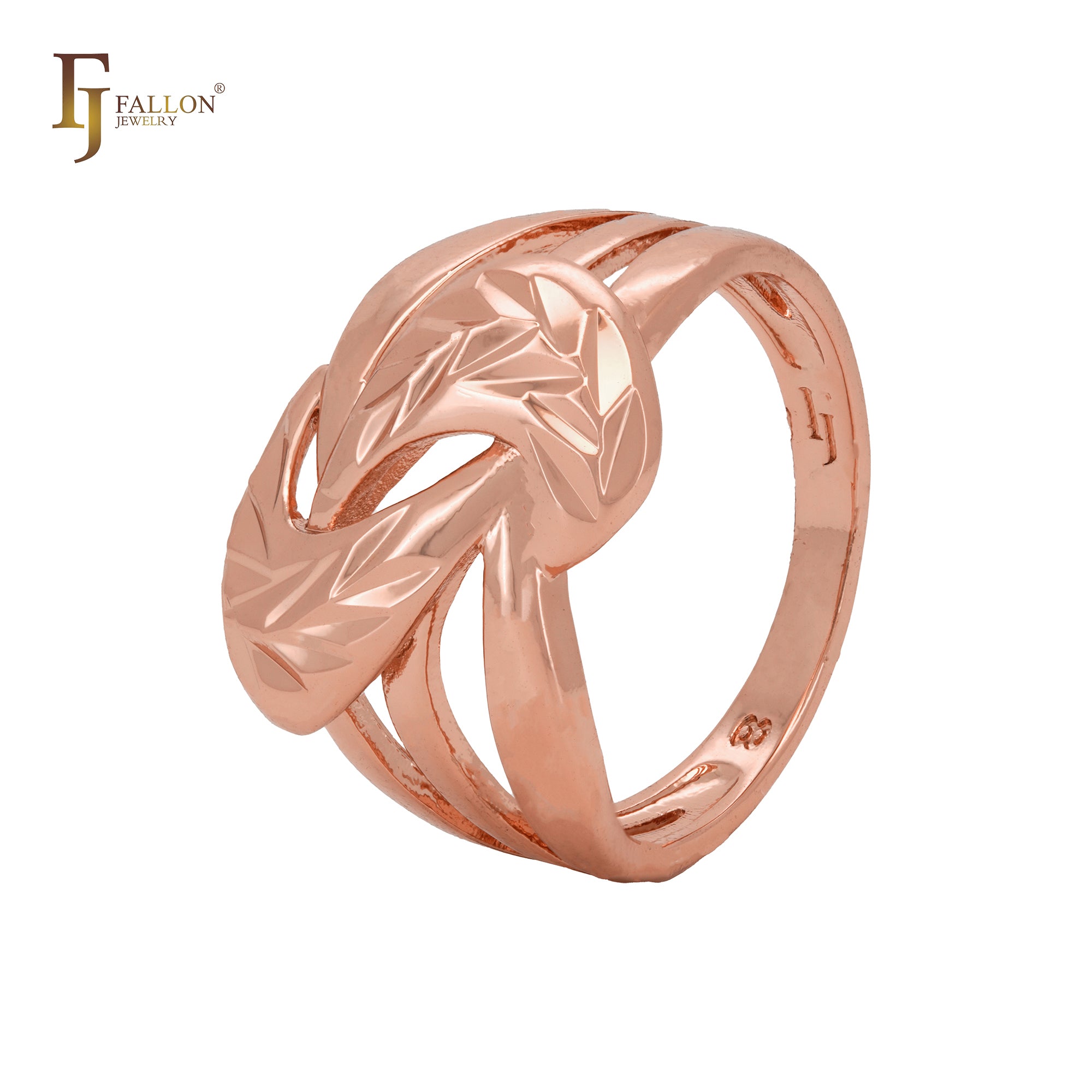 Double leaves crossing geometric Rose Gold Fashion Rings