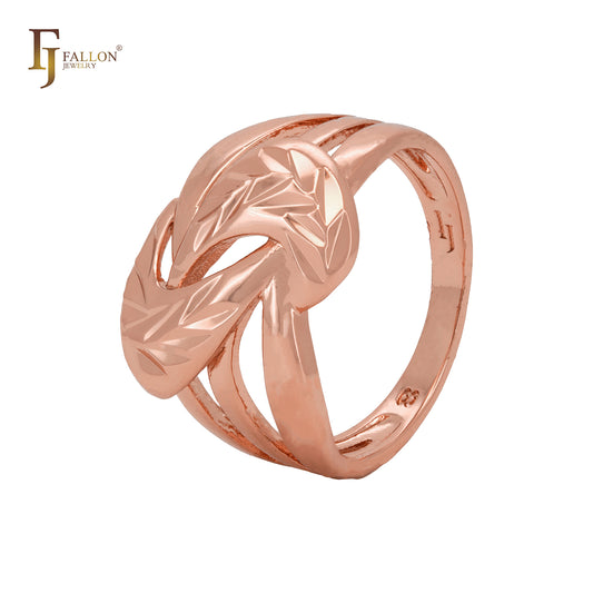 Double leaves crossing geometric Rose Gold Fashion Rings