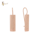 Rounded tall flank textured Rose Gold Wire Hook Earrings