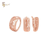 Half filigree crossing Rose Gold Fashion Jewelry Set with Rings