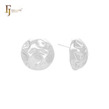 Hearty punched half bead 14K Gold, Rose Gold, White Gold Stud Earrings