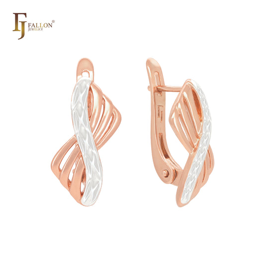 Elegant twisted bonded ribbon Rose Gold two tone Clip-On Earrings