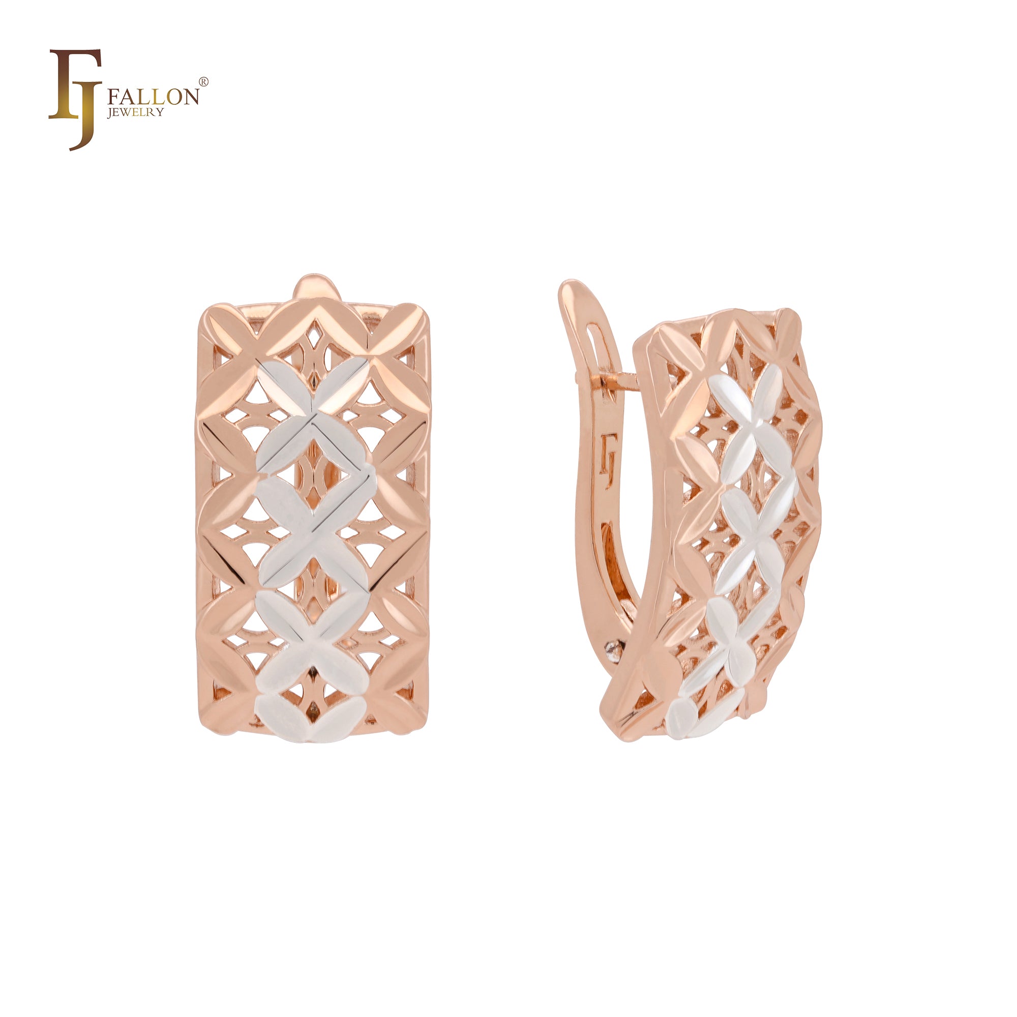 Thousand clover leaves mesh Rose Gold two tone Clip-On Earrings