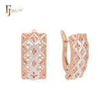 Thousand clover leaves mesh Rose Gold two tone Clip-On Earrings