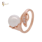 Pearl with white CZs Rose Gold Fashion Rings