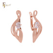 Elegant ribbon of oval white CZ solitaire Rose Gold Clip-On Earrings