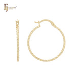 Rounded Alternative rope textuted 14K Gold, Rose Gold Hoop Earrings