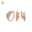 Gemetric triangular  of white CZs Rose Gold two tone Jewelry Set with Rings