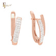 Double flank of white CZs Rose Gold Clip-On Earrings