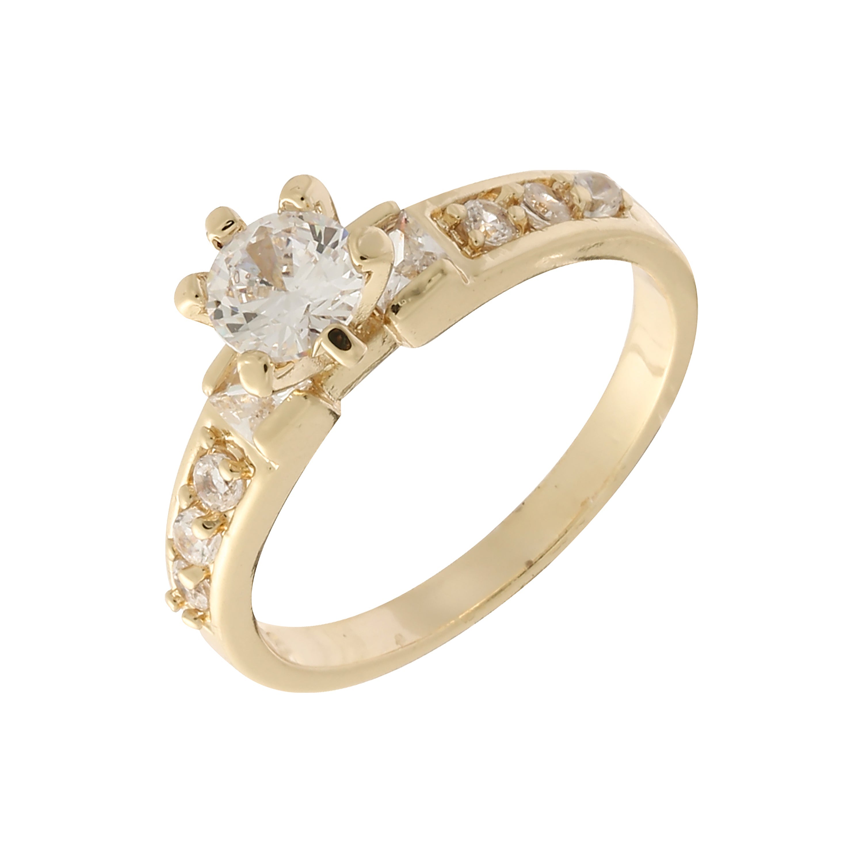 Solitaire 14K Gold rings with sided with white CZs