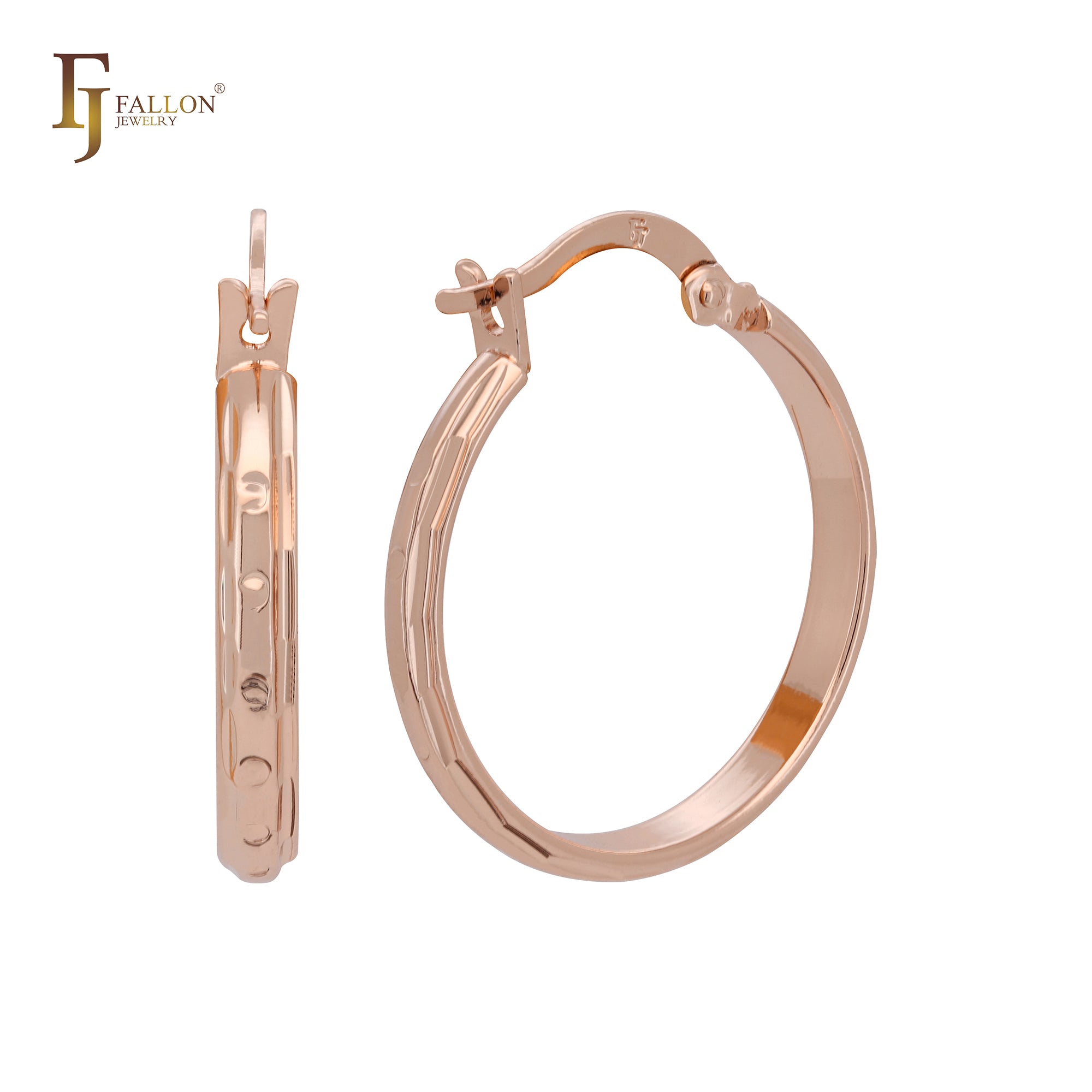 Elegant dot textured 14K Gold, Rose Gold Hoop Earrings