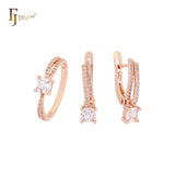 Elegant lock of white CZ and paved white CZs Rose Gold Jewelry Set with Rings