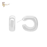 Irregular glossy geometric C Hoop 14K Gold, Rose Gold, White Gold Stud Earrings