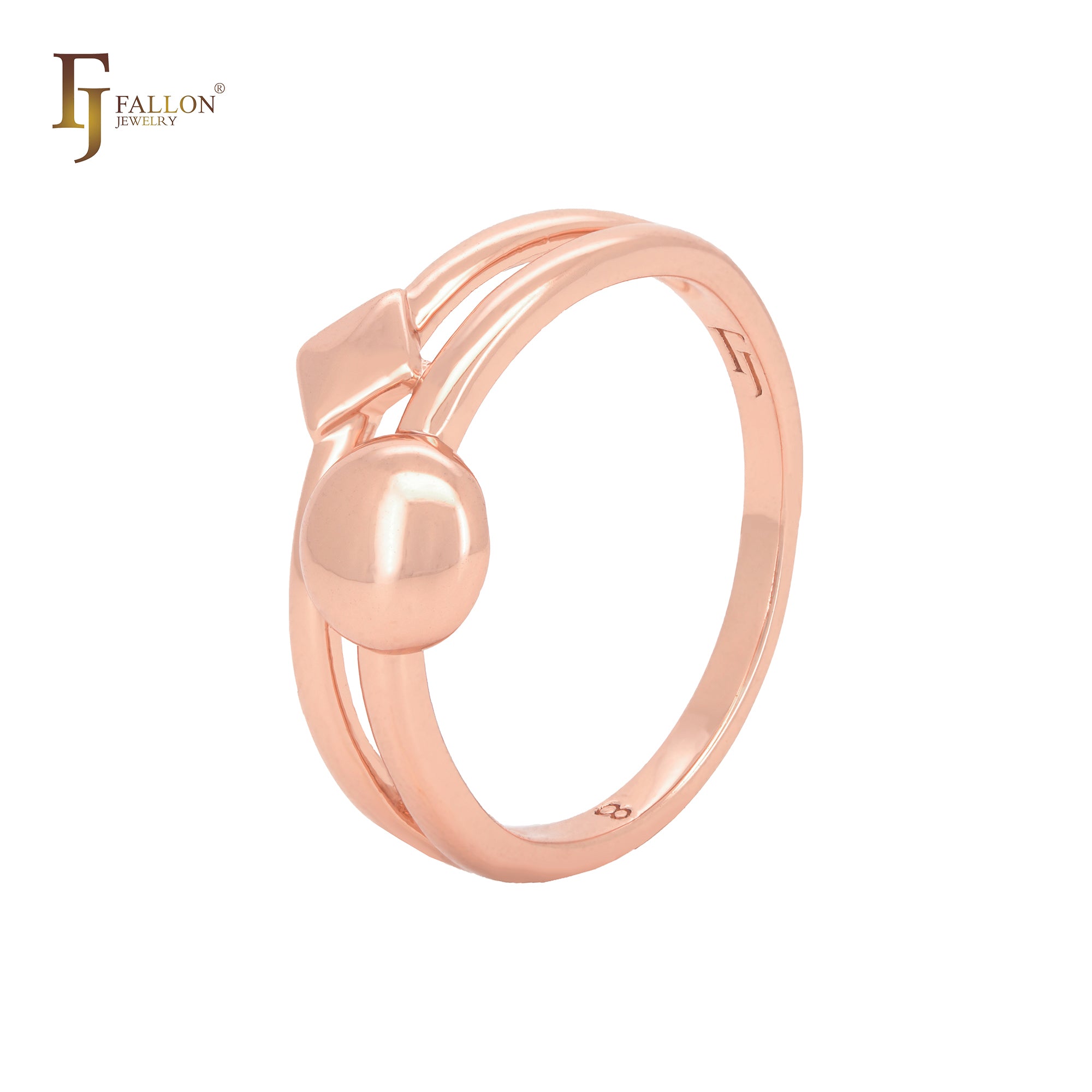 Rhombus and Beads Minimalism Rose Gold Plain Design Rings