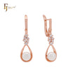 Pearl with white CZs Elegant embracing Rose Gold Clip-On Earrings